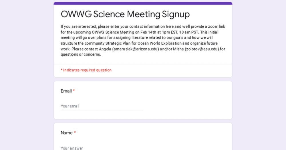 OWWG Science Meeting Signup