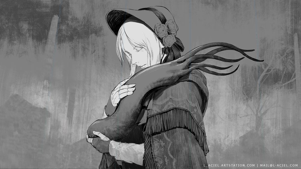 Plain doll holding squid like bab 
