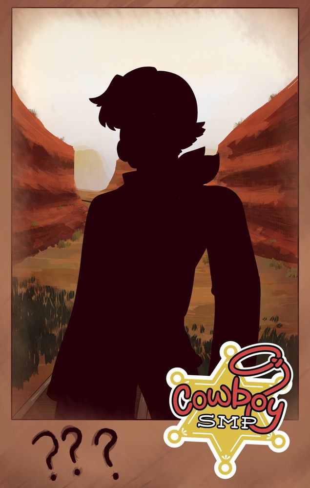 Cowboy SMP promo image with a dark silhouette and question marks