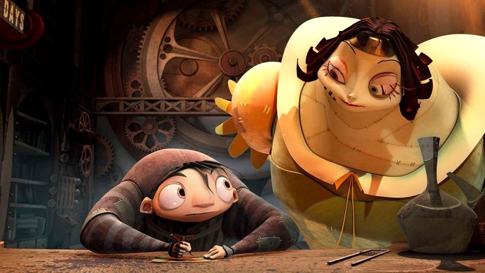 Screencap from 2008 the animation movie "Igor" featuring Igor himself and his "monster" who's a woman