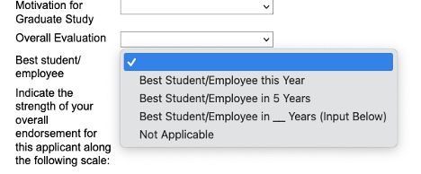 category for best student in the last X years