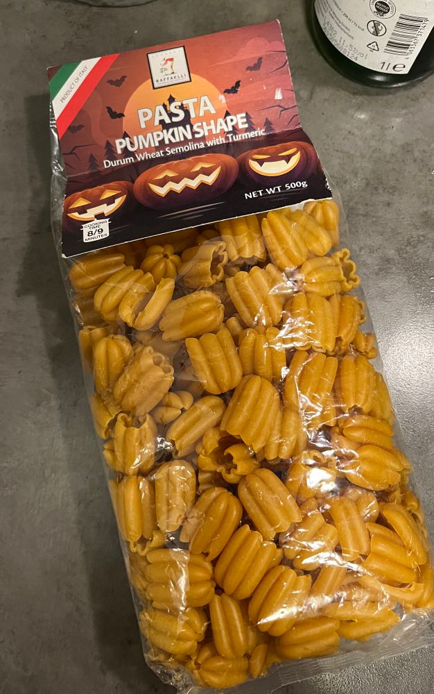 Pumpkin shaped pasta.