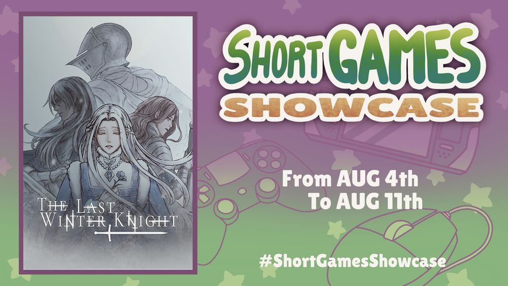 Cover art for The Last Winter Knight over a promotional image for "Short Games Showcase From Aug 4th to Aug 11th"