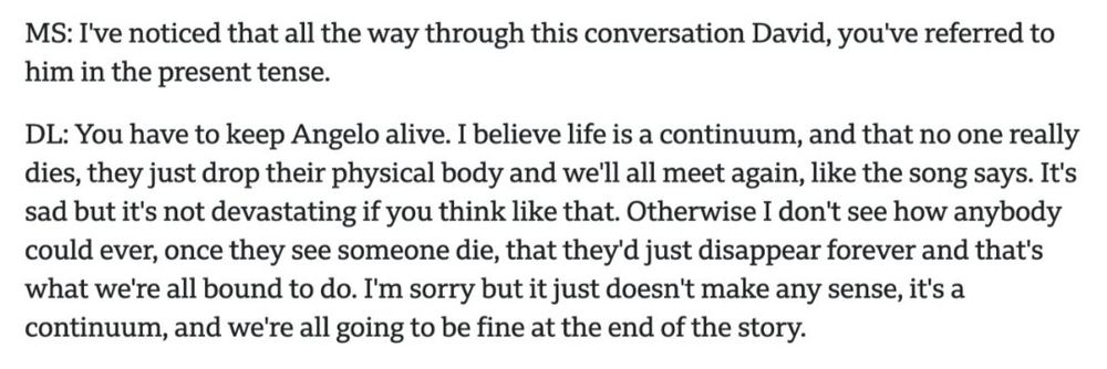 David Lynch on death: "We're all going to be fine at the end of the story."
