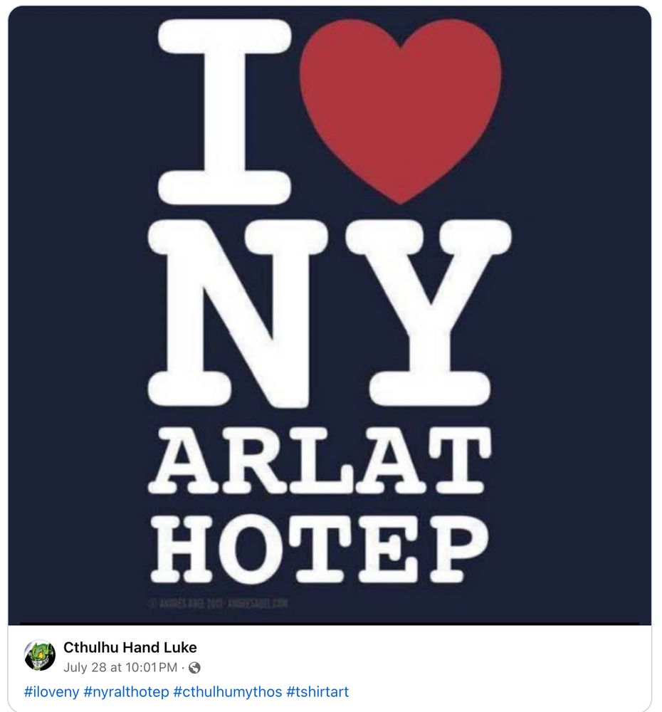 a "I *heart* Nyarlathotep" logo
