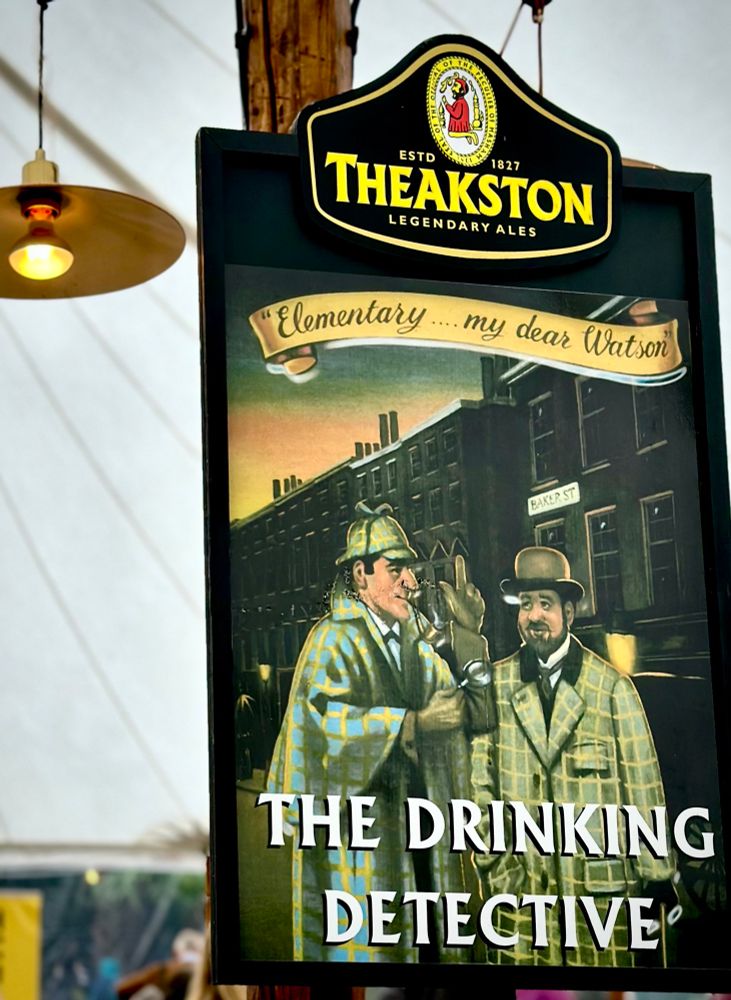 The pub sign for The Drinking Detective