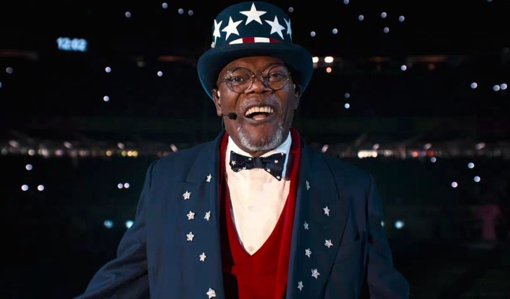 Samuel L. Jackson as Uncle Sam during the Superbowl. February 9, 2025 Superbowl LIX
