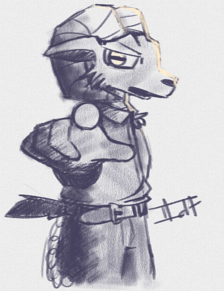an anthropomorphic goat pointing at the viewer
