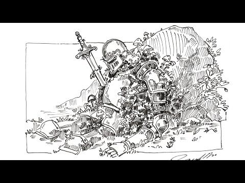 Commission drawing | Fallen Mushroom Knight | Wayfinder | ink 