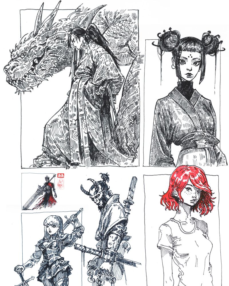 My drawing, dragons, ninja, samurai, fanart , aa.chernyshov , fyp