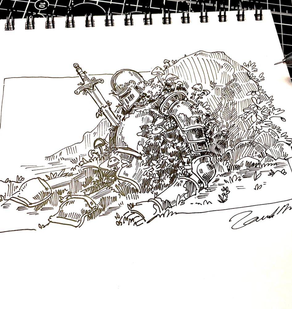 My drawing, knight, skeleton, fyp
