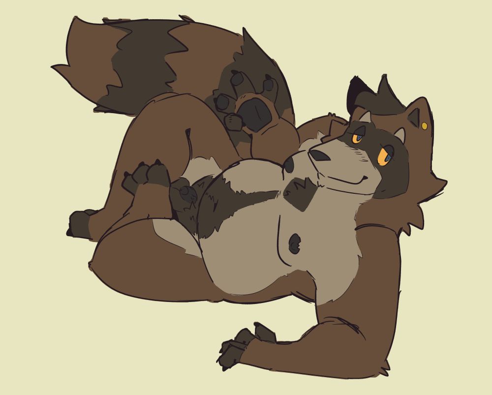 Nude anthro raccoon
