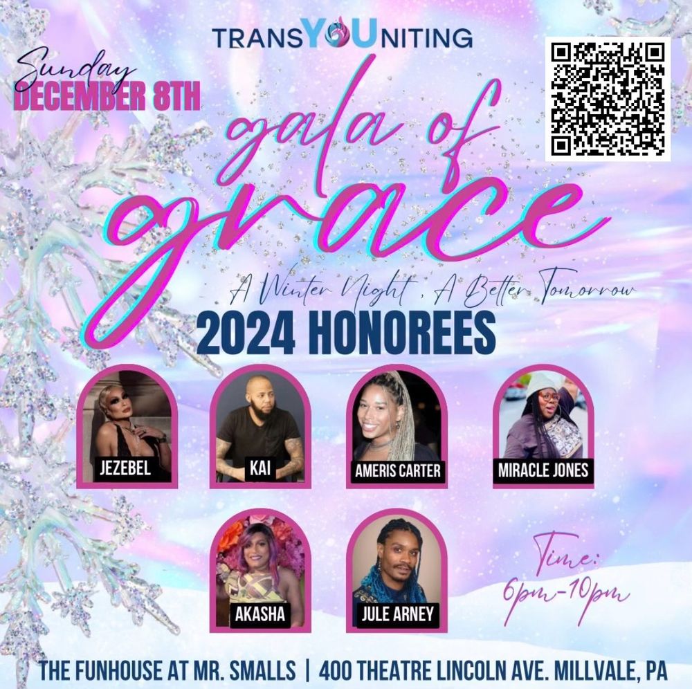 Transited gala of Grace a winter night a better tomorrow. Pictured is people of trans experience and an ally who are the 2024 honor Rise. Event is at the Funhouse at Mr. Small. 400 Theater Lincoln Ave. in Millville Pennsylvania