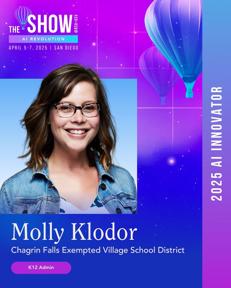 Image card for 2025 ai innovator, picture of woman with brown hair and glasses 