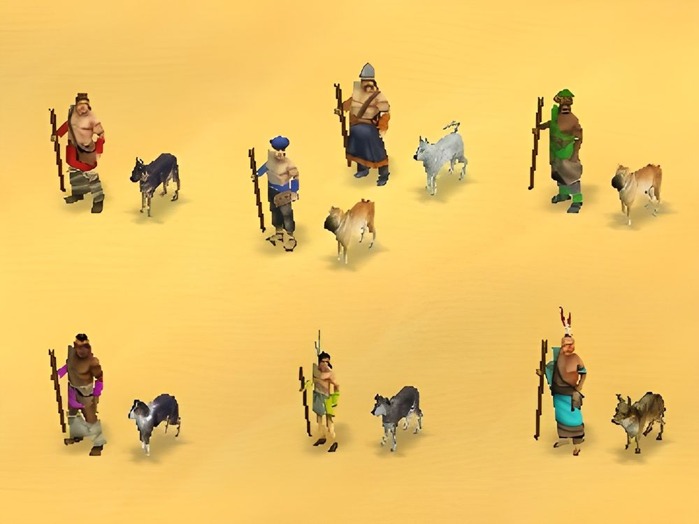 Rise of Nations Scout Silhouettes. Emphasizing use of Dogs to make the units differentiated from peons.