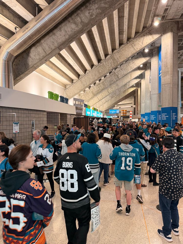 A crowd of Sharks fans at SAP Center
