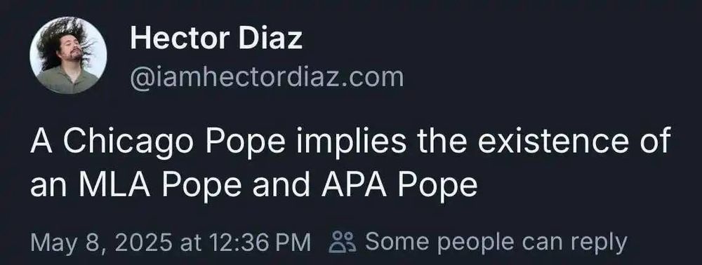 A Chicago Pope implies the existence of an MLA Pope and APA Pope