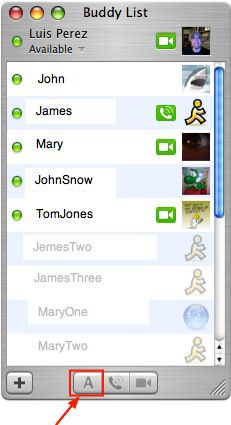 A screenshot of what the old messages app, then called iChat looked like on Mac OS X.
