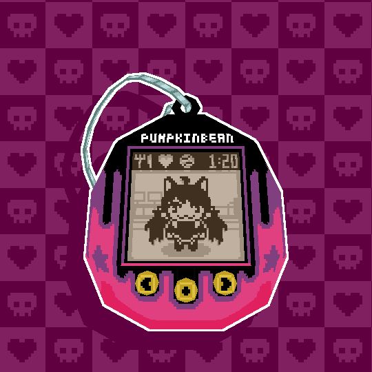 Low poly virtual pet of an anime catgirl named PumpkinBean.