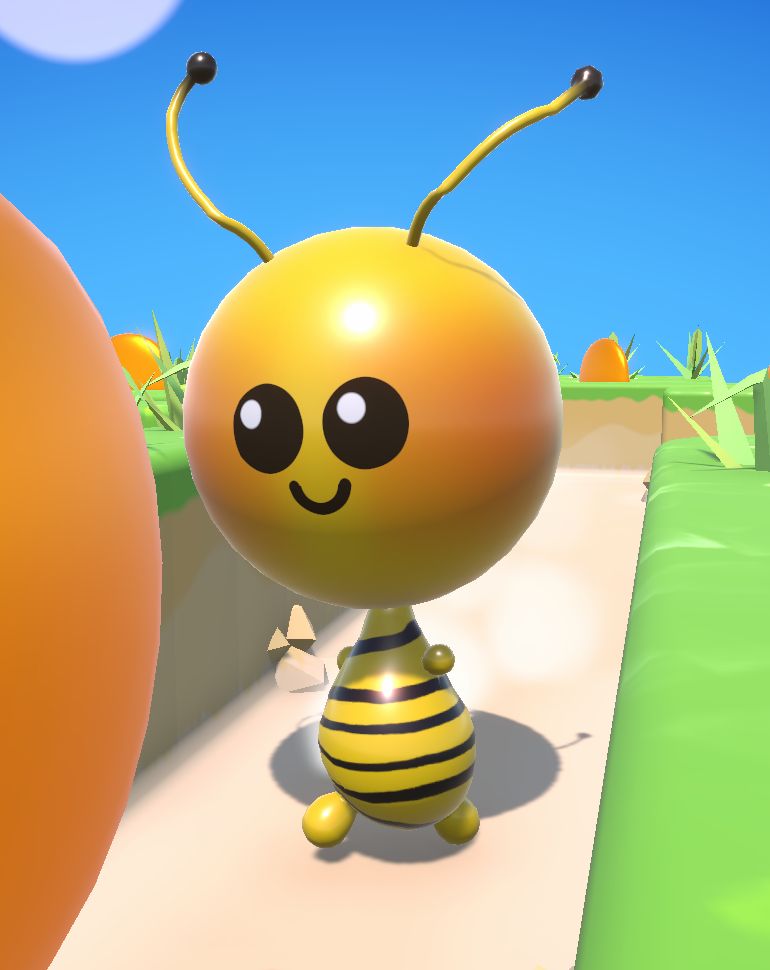 A marbie (character from the game Marbies Party) dressed as a bee