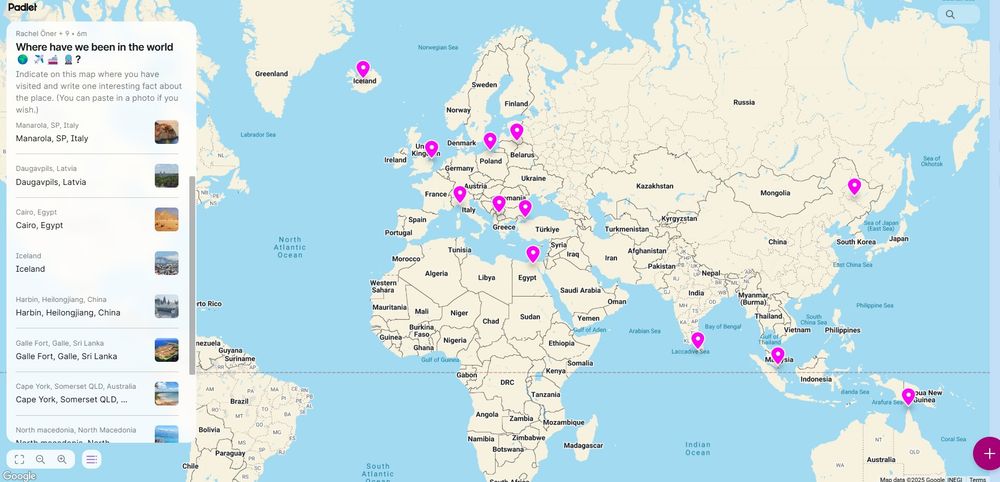 Screenshot of Padlet activity