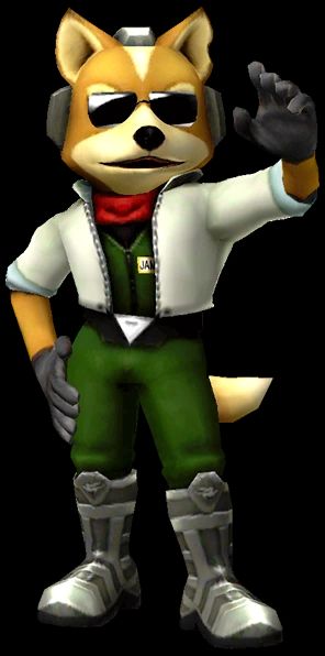 James McCloud, fier et équipé, portant une combinaison verte, une veste blanche et une écharpe rouge. La théorie devient limpide : James a non seulement volé le style vestimentaire du Petit Prince, mais a aussi transformé le mouton en une veste élégante. Le sourire narquois confirme qu'il a également carjacké l'Arwing que le Petit Prince avait garé derrière sa lune