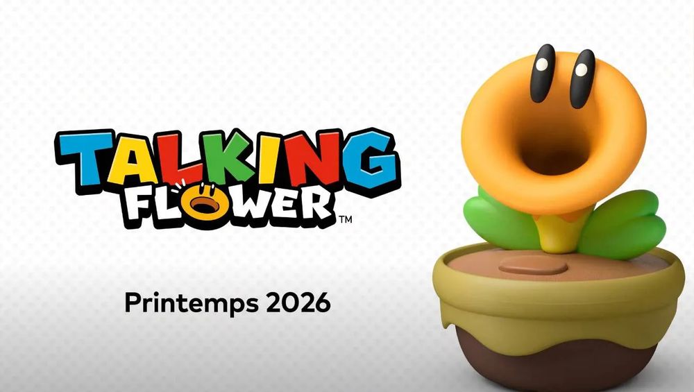 Visuel d'annonce de la Fleur parlante de Mario Wonder en goodies réel