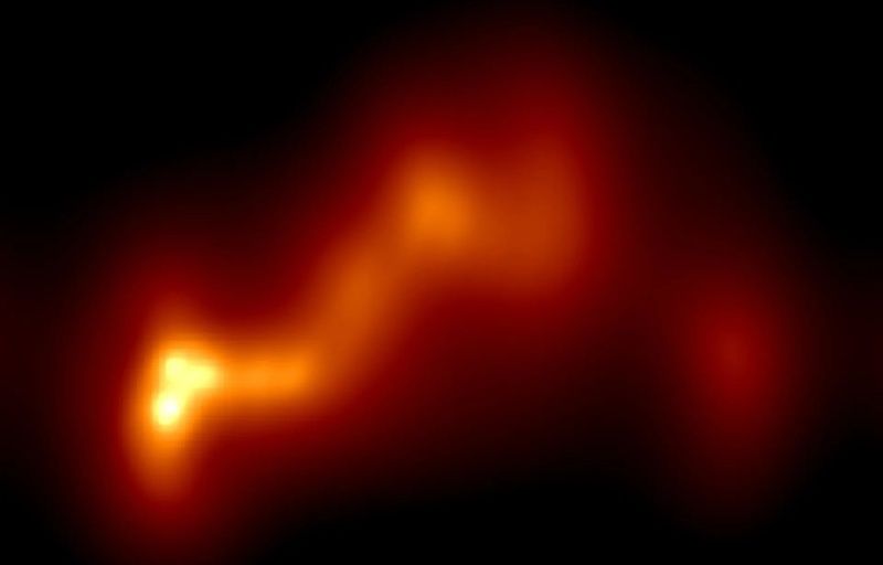 Exotic ’blazar’ is part of most extreme double black hole system ever found, crooked jet suggests