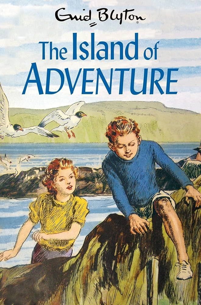 Cover of Island of Adventure - Children clambering over rocks to confront German spies and smugglers selling off England's treasures