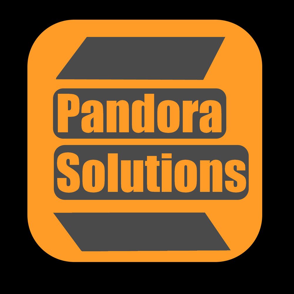An orange logo with large letters saying "Prandora Solutions", A fictional corporation.