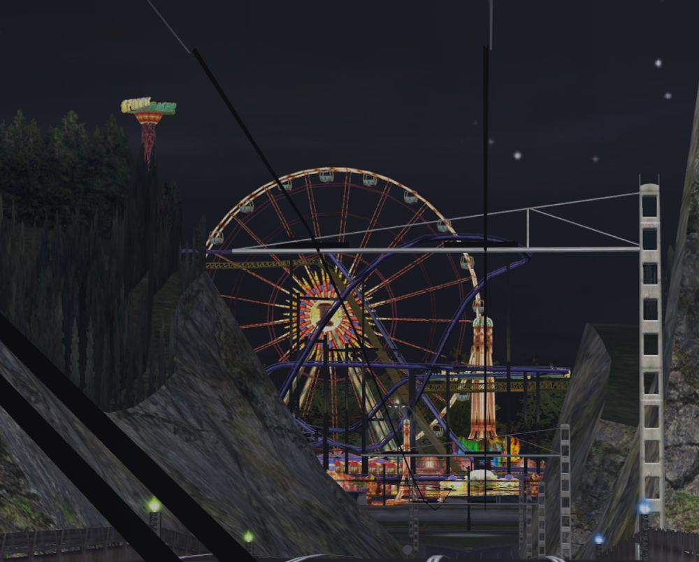 Distant fair, with a giant ferris wheel