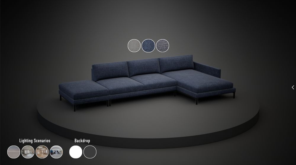 A 3D studio environment made for showcasing furniture in different lighting conditions.