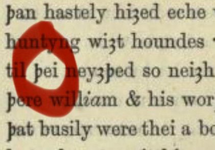 The excerpt from William and the Werewolf showing singular they spelled with a Thorn 