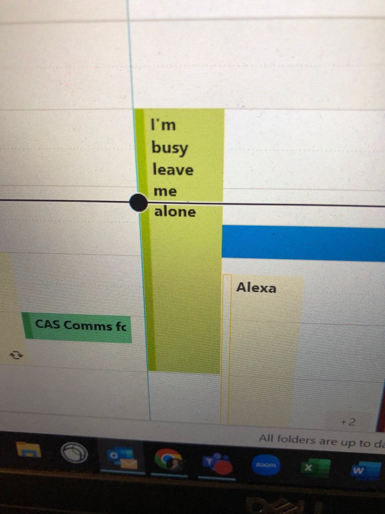 Picture of Outlook calendar with a block marked off as “I’m busy leave me alone”