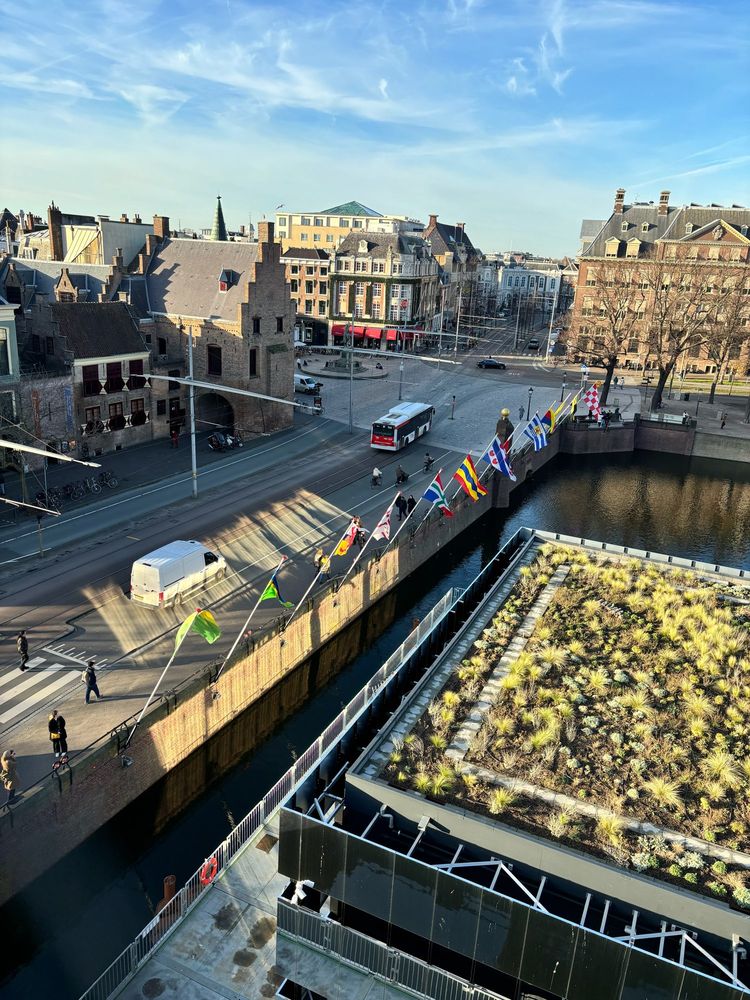 A photo of Dutch province flags in The Hague taken from above