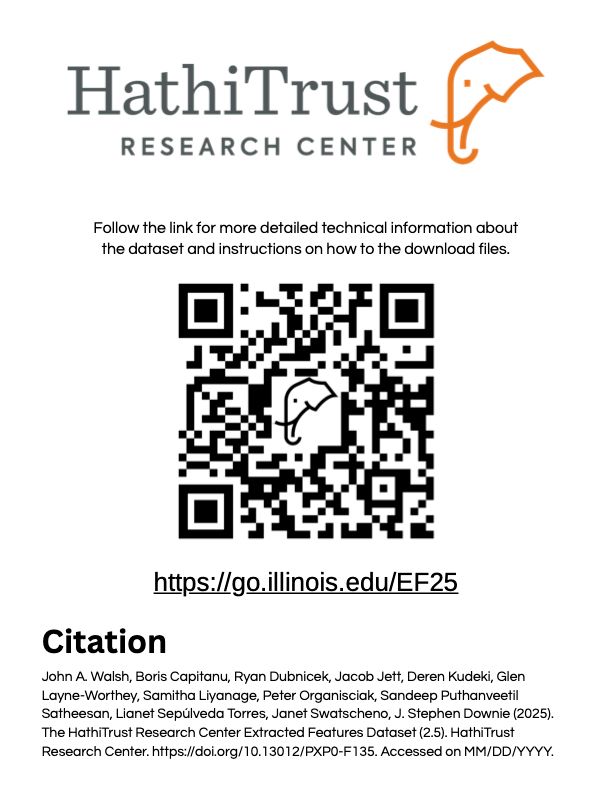 HathiTrust Research Cenger Extracted Features 2.5 info card