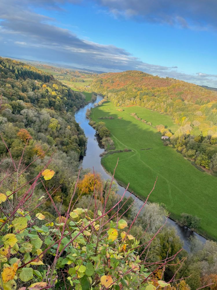 View of a river valley in autumn 