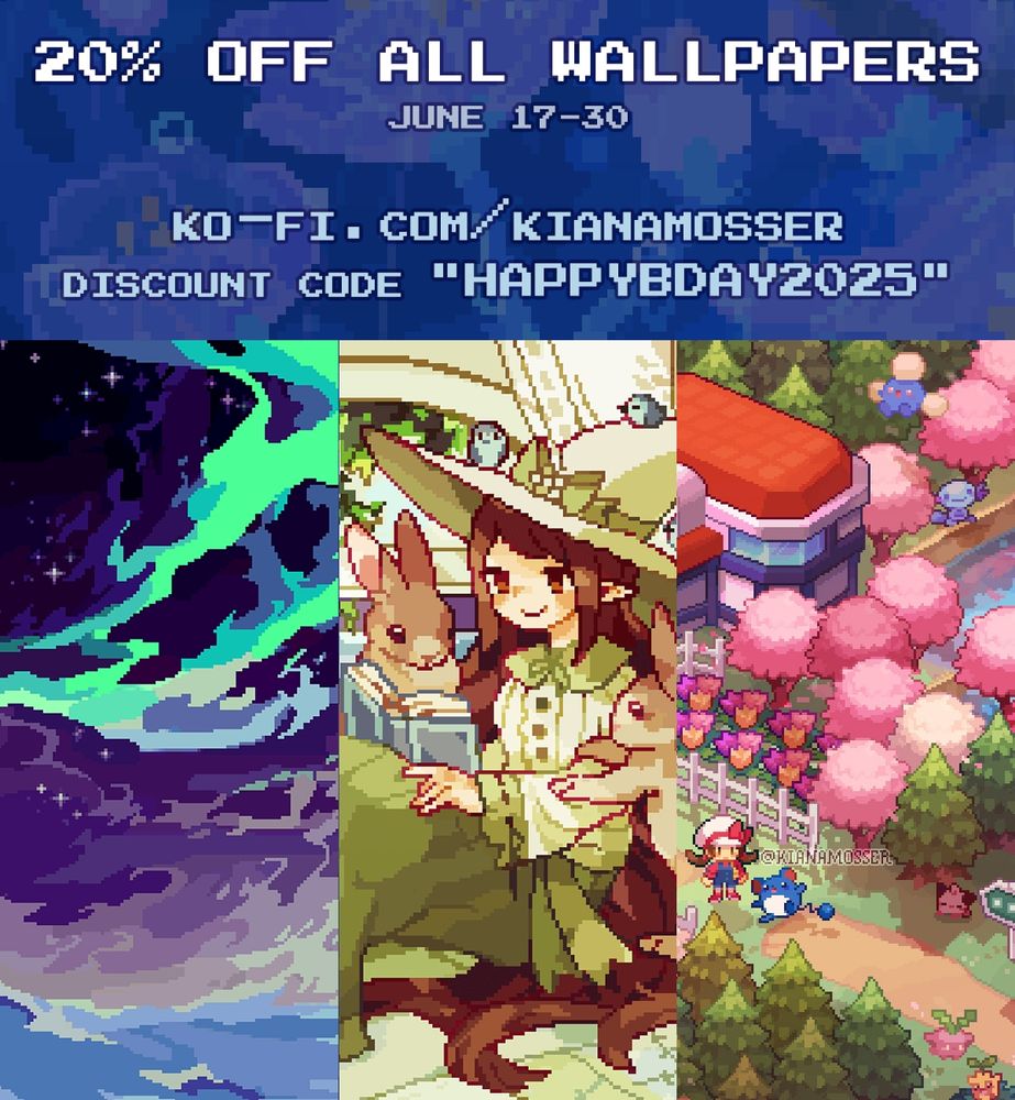 20% off all wallpapers from June 17-30. ko-fi.com/kianamosser Discount Code HAPPYBDAY2025