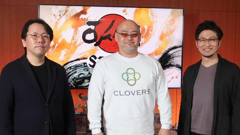 An image of Hideki Kamiya, Yoshiaki Hirabayashi, and Kiyohiko Sakata.