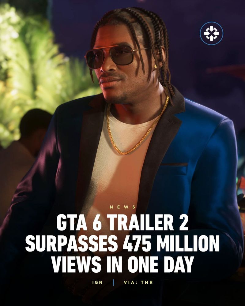 GTA 6 Trailer 2 Surpasses 475 Million Views in One Day | Via: The Hollywood Reporter