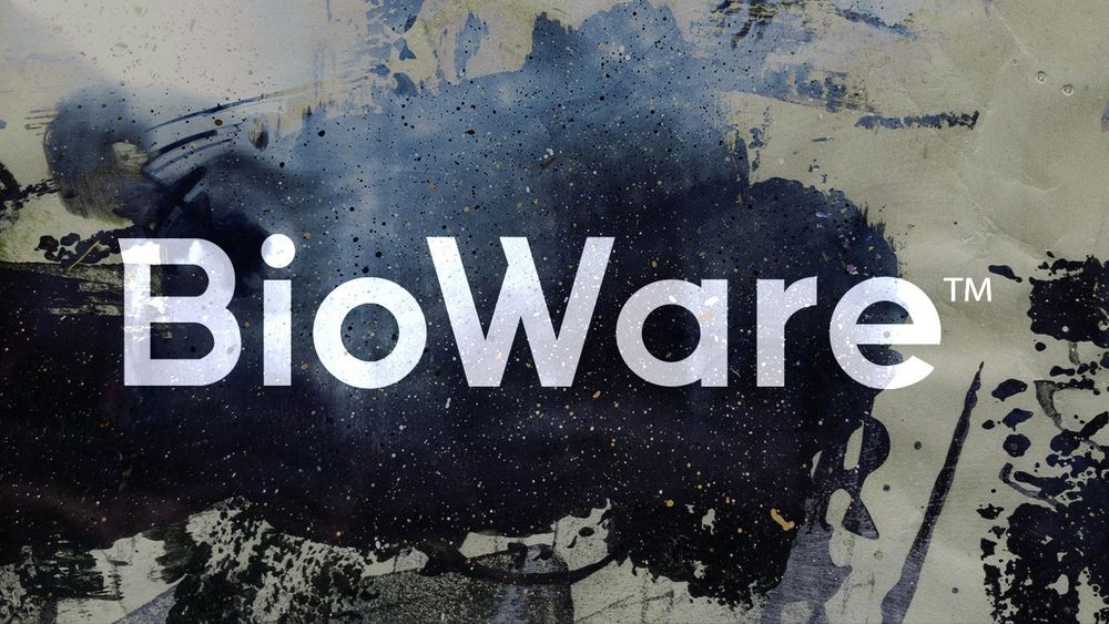 The BioWare logo on a graffiti-esque background