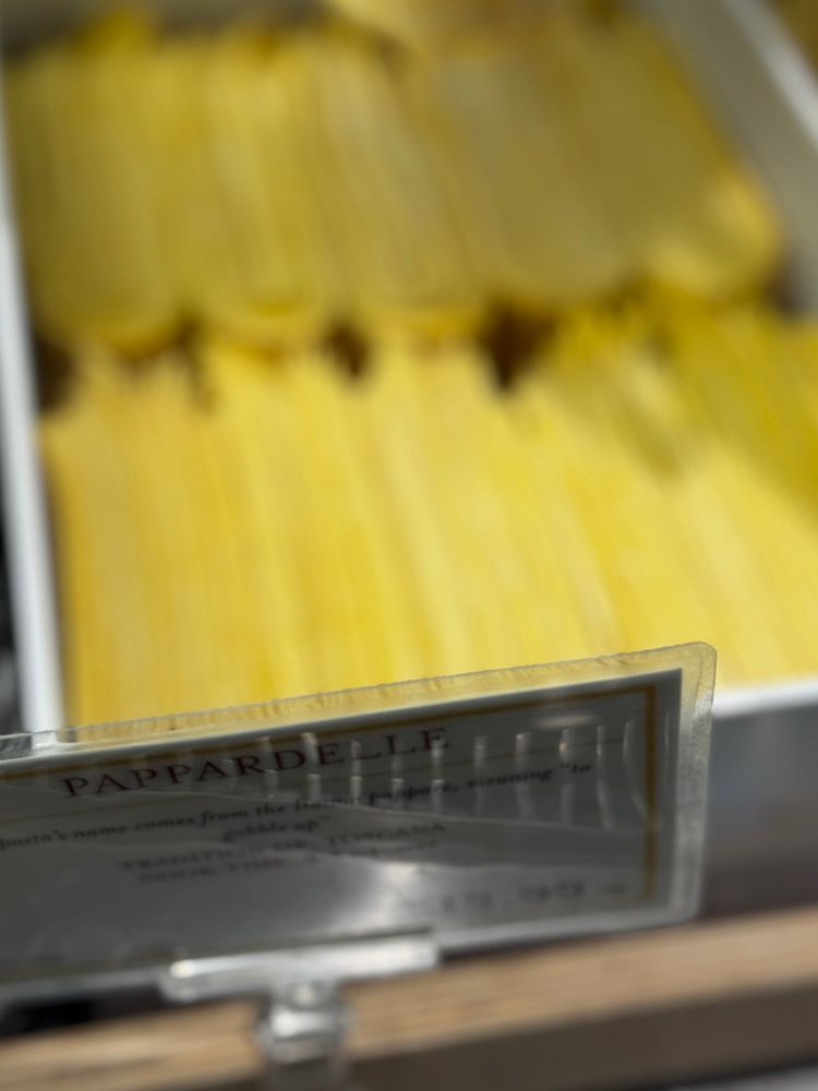 Flat yellow 1” wide pasta 