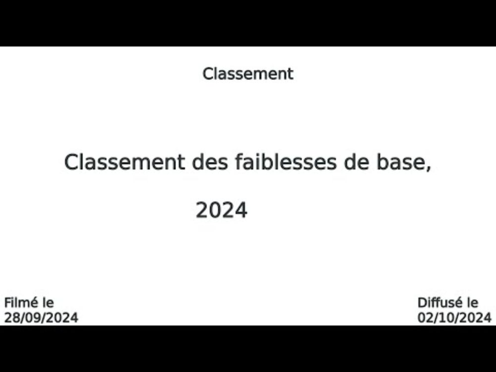 classement des faiblesses 2024