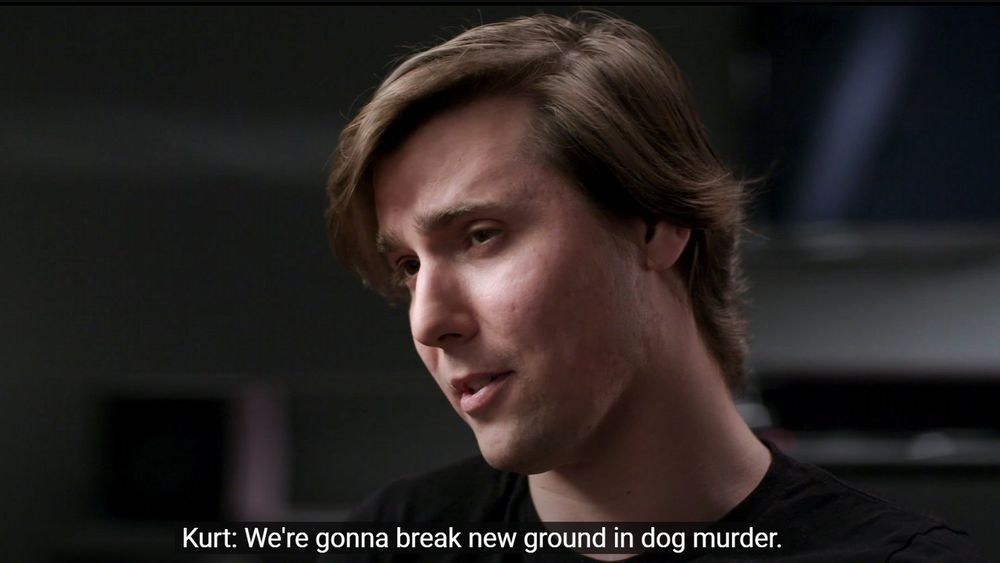 Screenshot of Kurt from Grounded II: Making the Last of Us Part II with the caption: We’re gonna break new ground in dog murder.