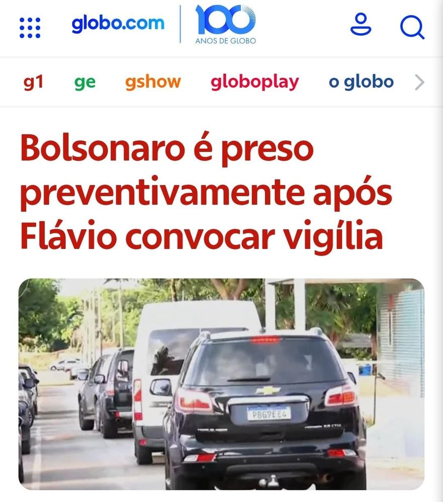 Manchete da noticia sobre a prisão de Bolsonaro.