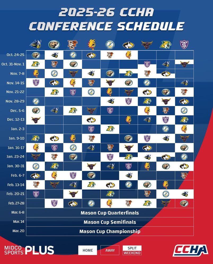 2025-26 CCHA Schedule Grid Graphic
