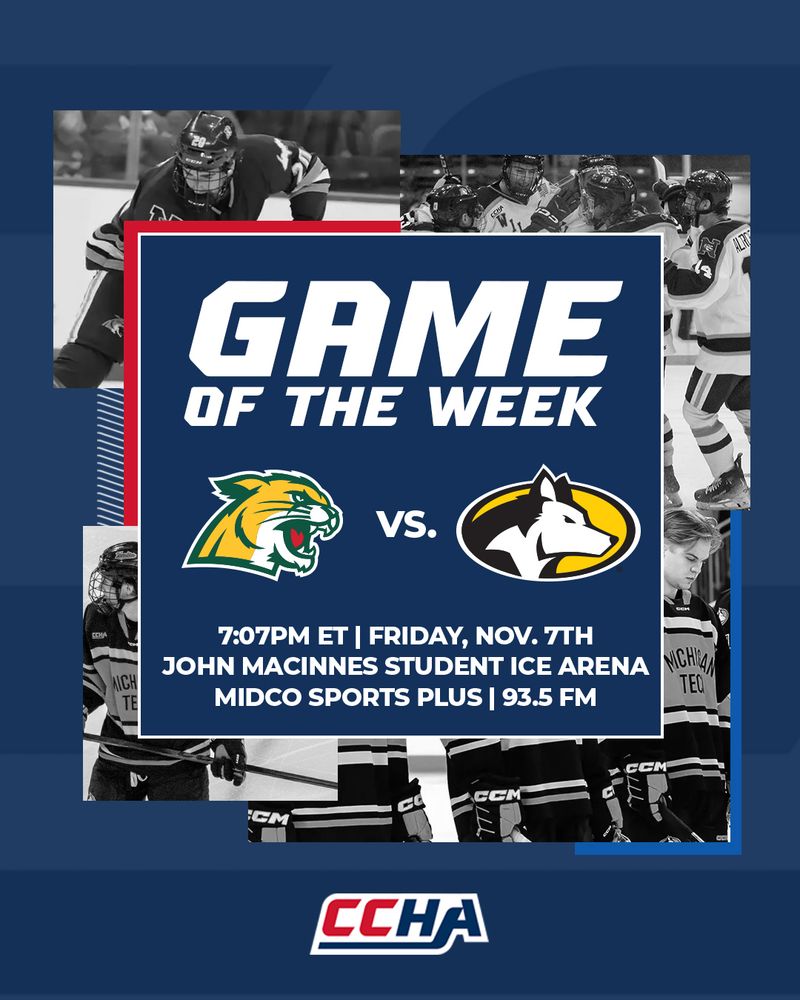 CCHA Game of the Week - Northern MIchigan at Michigan Tech on Friday night.

#CCHAHockey | #FollowTheHuskies | #NMUWildcats