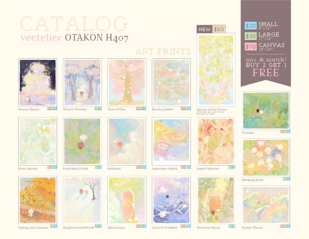 Graphic showing the prints I will be offering for Otakon.