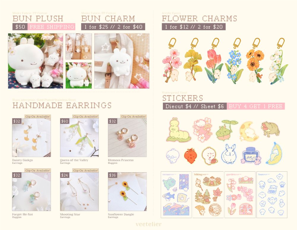 Graphic showing the trinkets and wares I will be selling at Otakon.