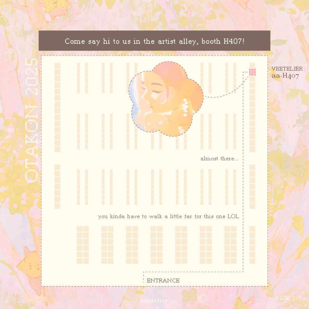 Graphic showing my table location for Otakon. I will be located in the artist alley at booth H407.